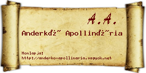 Anderkó Apollinária névjegykártya